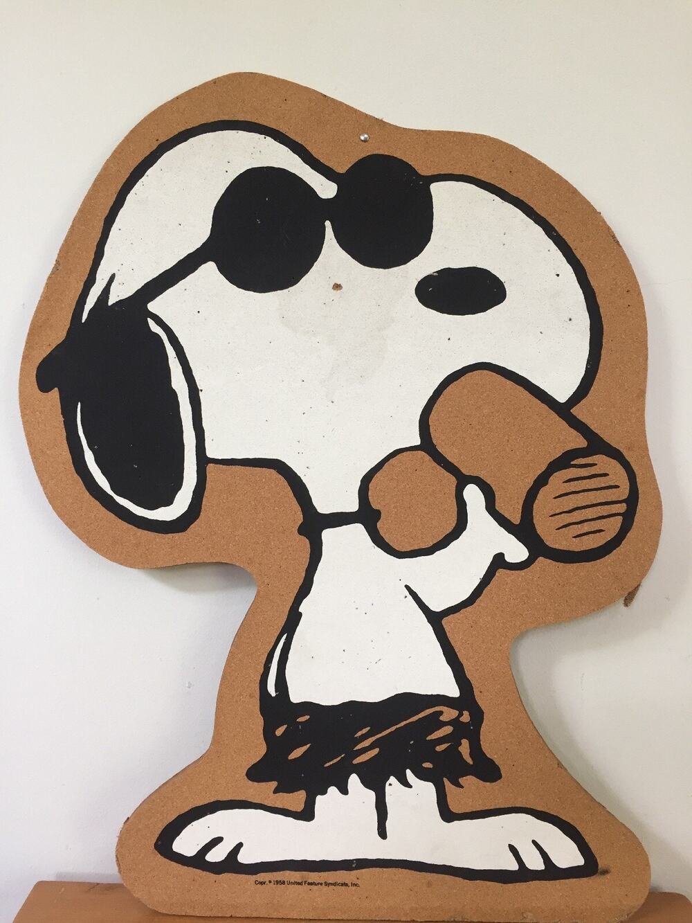 Vtg Charlie Brown Peanuts Snoopy Joe Cool Shades Soda Cork Bulletin Board 22.5"